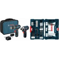 BOSCH Power Tools Combo Kit CLPK22-120 - 12-Volt Cordless Tool Set with 2 Batteries, Charger and Case & MS4041 41-Piece Drill and Drive Bit Set