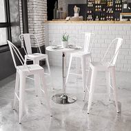 Flash Furniture 23.75 Round Adjustable Height White Wood Table (Adjustable Range 26.25 35.75)