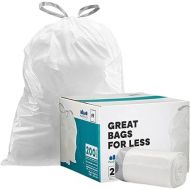 Plasticplace Custom Fit Trash Bags, Compatible with Simplehuman Code R (100 Count) White Drawstring Garbage Liners 2.6 Gallon/ 10 Liter 16.5