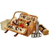 Picnic at Ascot Sussex Willow Picnic Basket with Service for 2, Coffee Set and Blanket - Santa Cruz