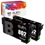 ejet Remanufactured Ink Cartridge Replacement for Epson 802XL 802 T802XL T802 to use with Workforce Pro WF-4720 WF-4730 WF-4734 WF-4740 EC-4020 Printer (2 Black)
