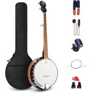 [아마존베스트]Vangoa 5 String Banjo Remo Head Closed Solid Back with beginner Kit, Tuner, Strap, Pick up, Strings, Picks and Bag