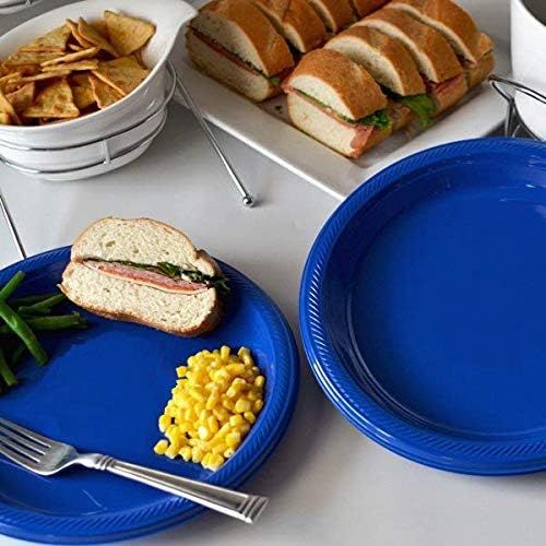  Amscan Big Party Pack Bright Royal Blue Plastic Plates | 7 | Pack of 50 | Party Supply