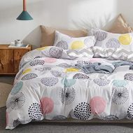 [아마존베스트]Uozzi Bedding Polyester & Polyester Blend Breathable/Stain Resistance, 800 Thread Count, Striped 3- Piece Bedding Sheet Set (1 Duvet Cover, 2 Pillowcases), Queen, Pink Gray Yellow