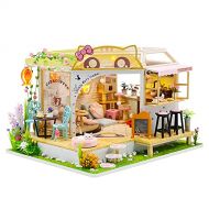 Roroom DIY Miniature and Furniture Dollhouse Kit,Mini 3D Wooden Doll House Craft Model Flower Shop Style with Dust Cover and Music Movement,Creative Room Idea for Valentines Day Bi