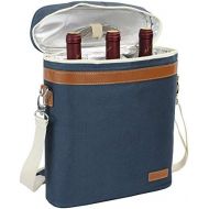 ZORMY 3 Bottle Insulated Wine Tote Cooler Bag, Portable Wine Carrier with Corkscrew Opener and Shoulder Strap for Beach Travel Picnic, Unique Wine Carrier for Wine Lover Gifts Navy Blue