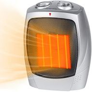 GiveBest Ceramic Space Heater, 750W/1500W Portable Electric Heater with Adjustable Thermostat, Normal Fan and Safety Tip Over Switch for Bedroom Office Desk Indoor Use