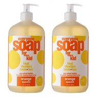 Everyone EveryOne For Kids 3-In-1 Orange Squeeze Soap (Pack of 2) With Orange Peel Oil, Anthemis Nobilis, Castor Seed Oil, Camphor Leaf Oil, Bitter Orange Oil, Aloe, Chamomile and Calendula