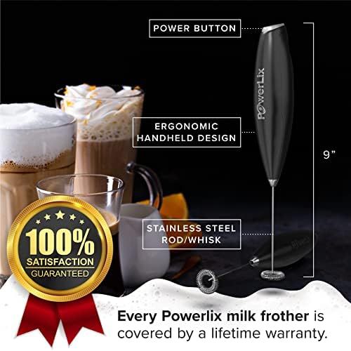  [아마존베스트]New Double whisk + Improve Motor - PowerLix Milk Frother Handheld Battery Operated Electric Foam Maker For Coffee, Latte, Cappuccino, Durable Drink Mixer With Stainless Steel Whisk