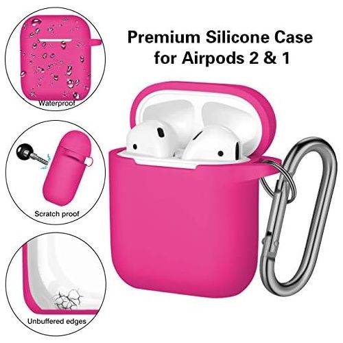  [아마존베스트]Oielai Case Compatible with AirPods, [Supports Wireless Charging] Shockproof Protective Case, Replacement Silicone Case, Compatible with Apple AirPods 2 & 1, with Carabiner
