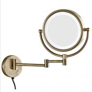 YSHCA Makeup Mirror with Lights, Vanity Mirror Wall Mount Rotation Two-Sided Magnifying Cosmetic Mirror, 8-inches, by Plug Power,Bronze_10X