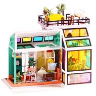 Roroom DIY Miniature and Furniture Dollhouse Kit,Mini 3D Wooden Doll House Craft Model with Dust Cover and Music Movement,Creative Room Idea for Valentines Day Birthday (K054-Dust