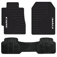 U.A.A. INC. Honda Civic Rubber Front Mats All Weather Black Runner Universal-Fit