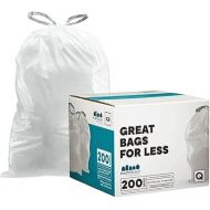 Plasticplace Custom Fit Trash Bags, Compatible with simplehuman Code Q (200 Count) White Drawstring Garbage Liners 13-17 Gallon, 25