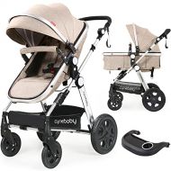 Infant Toddler Baby Stroller Carriage - Cynebaby Compact Pram Strollers add Tray (Khaki)