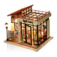 WYD DIY Bookstore Cottage Art House Handmade Mini House Model with LED Assembled Toy Puzzle Birthday Gift for Boys and Girls(Learning Sea Has No Boundaries)