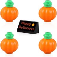 LEGO Halloween Accessories - 4 Pack of Orange Pumpkins with Green Stems (with Random Small Animal)