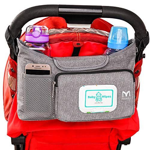  Universal Baby Stroller Organizer Stroller Accessories Bag Stroller Storage Bag with Cup Holders by Mahiky Stroller Organizer Parent Console Stroller Storage Pouch with Easy Access