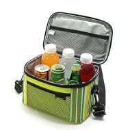 Teerwere Picnic Basket Portable Striped Insulation Bag Oxford Ice Pack Lunch Eco Lunch Bag Picnic Bag Picnic Baskets with lid (Color : Green)