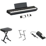 Yamaha P125 Digital Piano Bundle with Z Stand, Bench and Sustain Pedal, Black