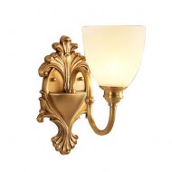 Carl Artbay wall lamp Golden European Wall Lamp, Fountain Style Pure Copper Lamp Body Glass Lampshade Living Room Bedroom Bedside Stairs American Retro Wall Light E27