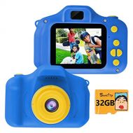 [아마존베스트]SUNCITY Boy Gifts Toys Kids Digital Camera Age 3 4 5 6 7 8 9 10 Birthday Present for Kids Video Camera Rechargeable 2.0 Inch Screen 1080P (32GB Memory Card Included, Dark Blue)