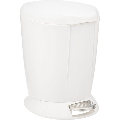심플휴먼 simplehuman CW1318 6L Round Pedal Bin, Small Bin for Bathroom Bedroom Office, Strong Steel Pedal, Inner Bucket, White Plastic