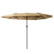 FLAME&SHADE 15 Twin Patio Outdoor Market Umbrella Double Sided for Balcony Table Garden Outside Deck or Pool, Rectangular, Beige