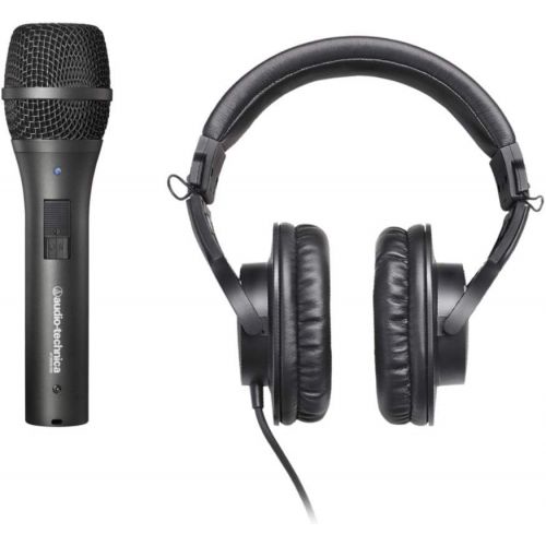 오디오테크니카 Audio-Technica AT2005 USB Cardioid Dynamic Microphone with Audio Technica ATH-M20X Headphones, Knox Gear Studio Stand Shock Mount and Pop Filter Bundle (4 Items)