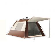 Outing Udstyr, Camping Tent Outdoor Thickening Anti-Rainstorm Automatic 3-4 People Camping in The Field Double Tents Breathable,DarkGreen, Kejing Miao, Brown
