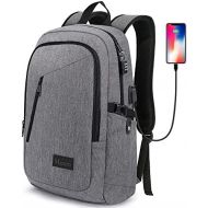 [아마존베스트]Mancro Laptop Backpack, Business Water Resistant Laptops Backpack Gift for Men Women with Lock and USB Charging Port, Anti Theft College School Bookbag, Travel Computer Bag for 15.