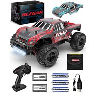 BEZGAR HM202 Remote Control Truck - 4WD 2.4GHz High Speed 35Kmh Remote Control Car All Terrains Off Road RC Monster Car Crawler with 2 Rechargeable Batteries Awesome Gift for Boys