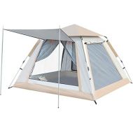 HUKSXZ 4-6 Person Camping Tent Instant Pop Up Tent Large Waterproof Windproof Family Tents with Sun Shade Porch Outdoor Easy Setup Tent for Camping Hiking Mountaineering (Color : Beige, S
