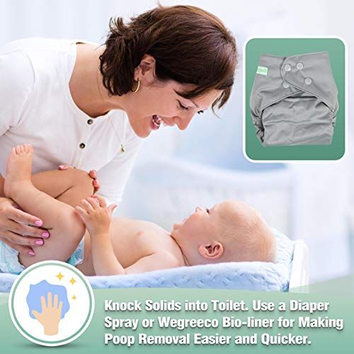  Wegreeco Washable Reusable Baby Cloth Pocket Diapers 6 Pack + 6 Inserts + 1 Wet Bag