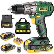 TECCPO Cordless Drill Set, 20V Brushless Drill Driver Kit, 2x 2.0Ah Li-ion Batteries, 530 In-lbs Torque, 1/2”Keyless Chuck, 2-Variable Speed, Fast Charger, 33pcs Bits Accessories w