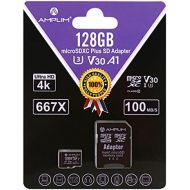 Amplim Micro SD Card 128GB, Extreme High Speed MicroSD Memory Plus Adapter, MicroSDXC SDXC U3 Class 10 V30 UHS-I TF Nintendo-Switch, Go Pro Hero, Surface, Phone Galaxy, Camera Secu