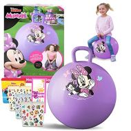 Classic Disney Disney Minnie Mouse Hopper Ball for Kids Bundle with 15 Inch Minnie Bouncy Ball with Handle, Stickers, and More (Minnie Mouse Outdoor Toys)
