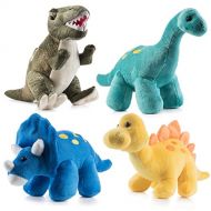 Prextex High Qulity Plush Dinosaurs 4 Pack 10 Long Great Gift for Kids Stuffed Animal Assortment Great Set for Kids
