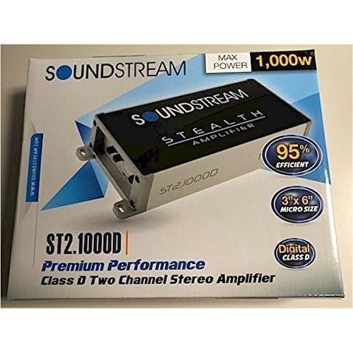  Soundstream ST2.1000D Stealth Series 1000W Class D 2 Channel Amplifier