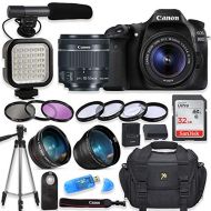 Canon EOS 80D Digital SLR Camera with Canon EF-S 18-55mm f/3.5-5.6 is STM Lens + Video LED Light + Shotgun Microphone + Sandisk 32GB SDHC Memory Card, Camera Bag (Complete Video Bu