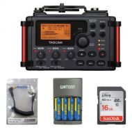 Tascam DR-60DmkII 4-Channel Portable Recorder with 16GB Memory Card, 3.5mm Stereo Cable, Charger with 4 AA Batt Bundle