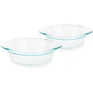 Pyrex Clear Tempered Glass Pie Baking Dishes Set of Two 9.5 Deep, 60% Deeper than Pyrex Basic Wide Handles for Extra Grip while Cooking & Baking Doesnt Absorb Food Odors and Stains