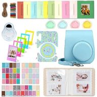 WOGOZAN Accessories Kit for Fujifilm Instax Mini 11 Instant Camera (Custom Case with Strap + Assorted Frames + Photo Album + 60 Colorful Sticker Frames + More) (Sky Blue)