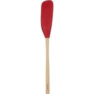 Tovolo Flex-Core Long-Handled Silicone Jar Scraper Spatula, Wood Handle, Heat-Resistant Silicone Head With Curved Front for Scooping & Scraping, Dishwasher-Safe & BPA-Free
