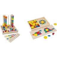 Melissa & Doug Bead Sequencing Set with 46 Wooden Beads and 5 Double-Sided Pattern Boards & Pattern Blocks and Boards