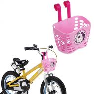 MINI-FACTORY Kids Bike Basket, Cute Cartoon Unicorn Pattern Bicycle Handlebar Basket for Girls (Pink)