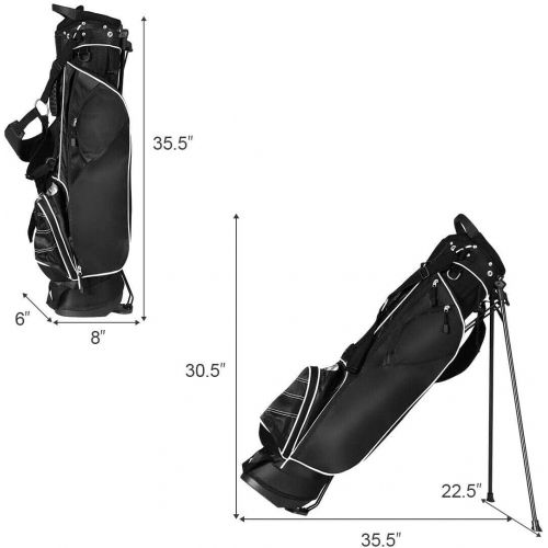  Tangkula Golf Stand Bag, Lightweight Organized Golf Bag, Easy Carry Shoulder Bag with 3 Way Dividers and 4 Pockets for Extra Storage