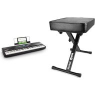 Alesis Recital Pro - 88 Key Digital Piano Keyboard with Hammer Action Weighted Keys & RockJam KB100 Adjustable Padded Keyboard Bench, X-Style, Black
