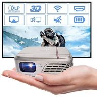 ZCGIOBN Pico WiFi Projector, Portable Mini Projector with Wireless Phone Mirroring, 1080P Supported & Built-in HiFi Speaker/5200mAh Battery, 3D Home Theater Movie Projector for HDMI,TV Sti