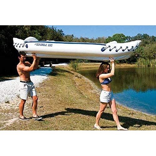 씨이글 SEA EAGLE 330 Professional 2 Person Inflatable Kayak Canoe w/ Paddles (2 Pack)